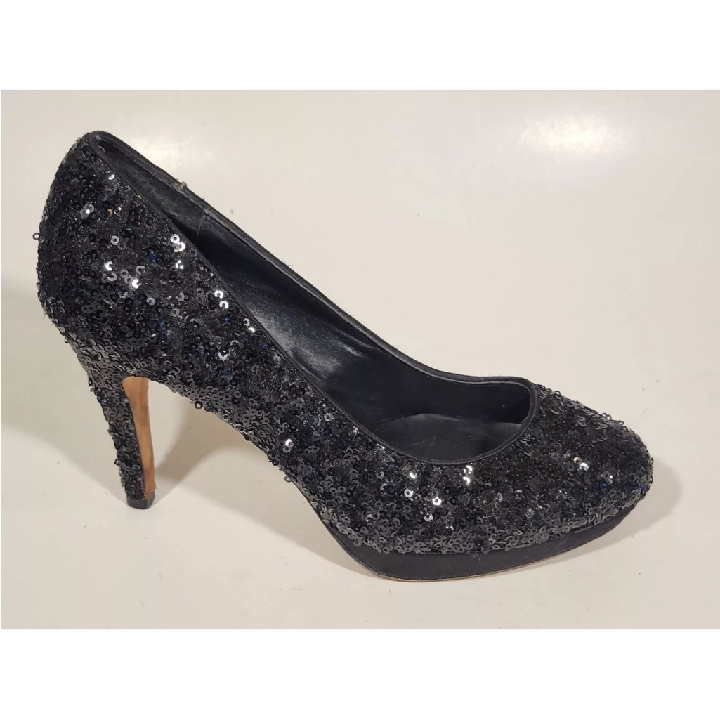 White House Black Market Sequined Black Stiletto Pump Heels In Size 8m